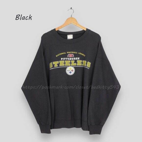 Vintage Pittsburgh Steelers NFL Black Sweatshirt Pittsburgh Steelers Printed - Picture 1 of 3